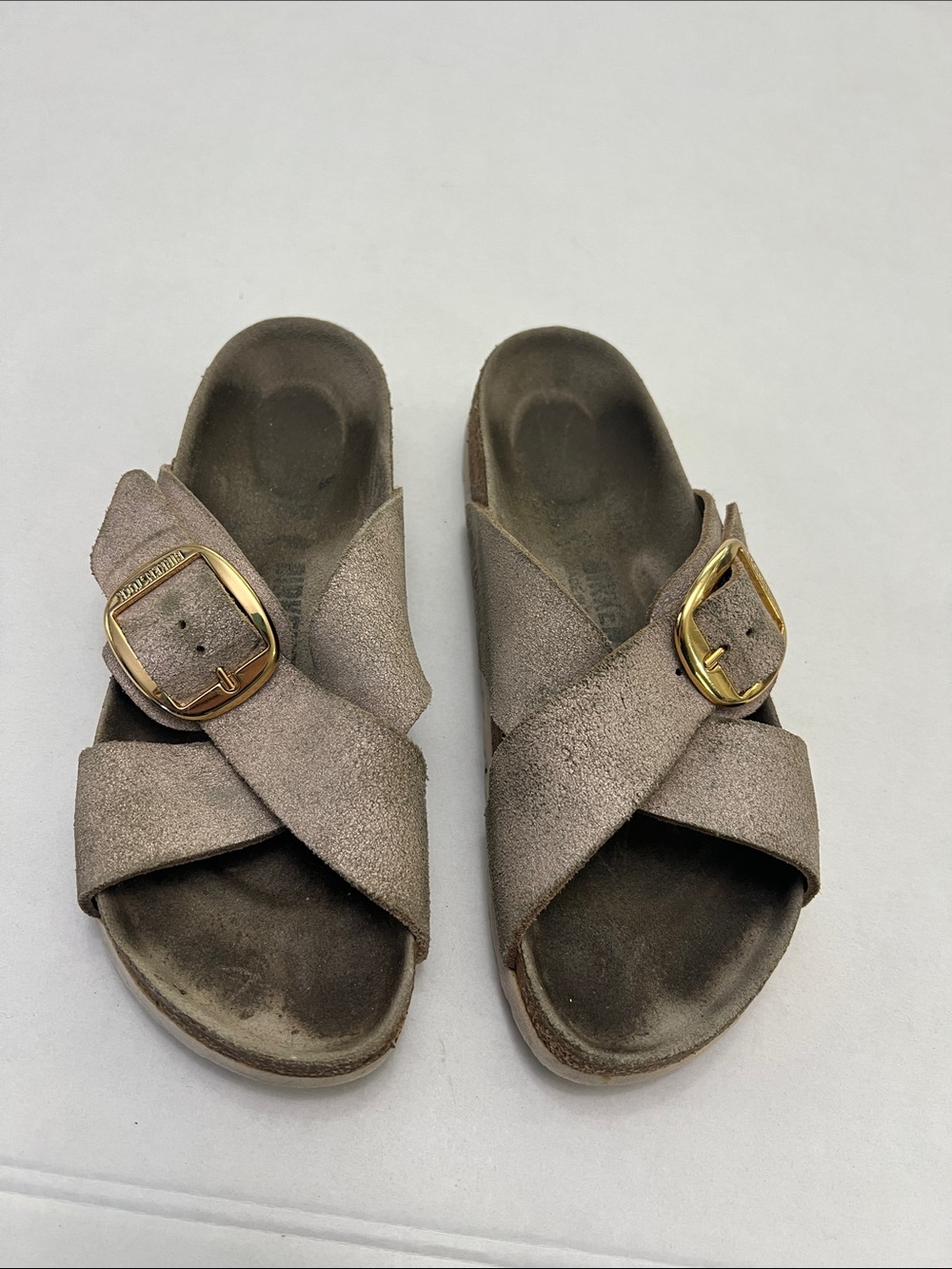 Birkenstock Siena Big Buckle Leather Sandals Metallic Rose size 7